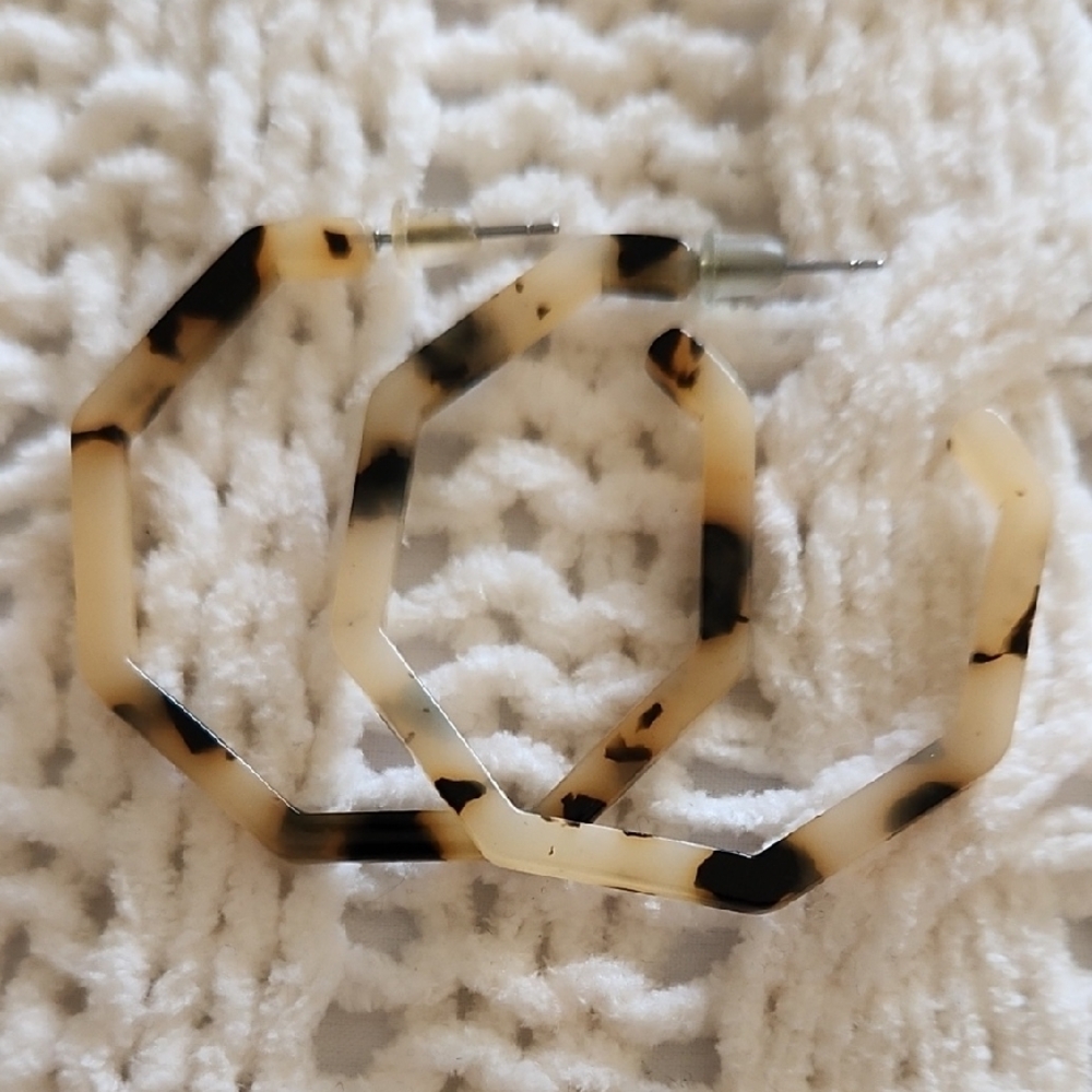 Tortoise Shell Hoop and Drop Earrings Set - Picture 3 of 4